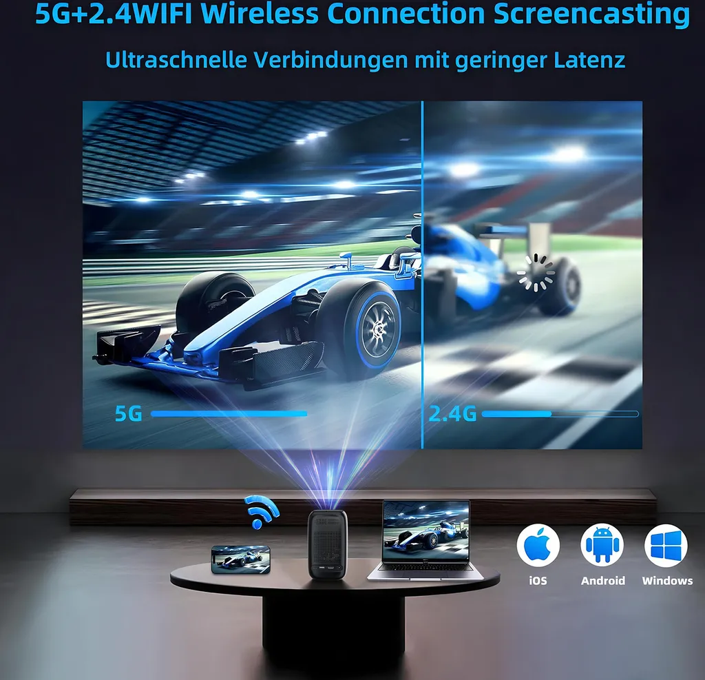 Mini projecteur LED Bluetooth 5.0 HDeye V1 batterie longue durée - 2