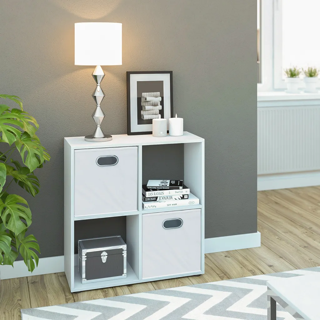 Bibliothèque cube Vicco Tetra 4 cases blanc - Rangement modulaire moderne - 4