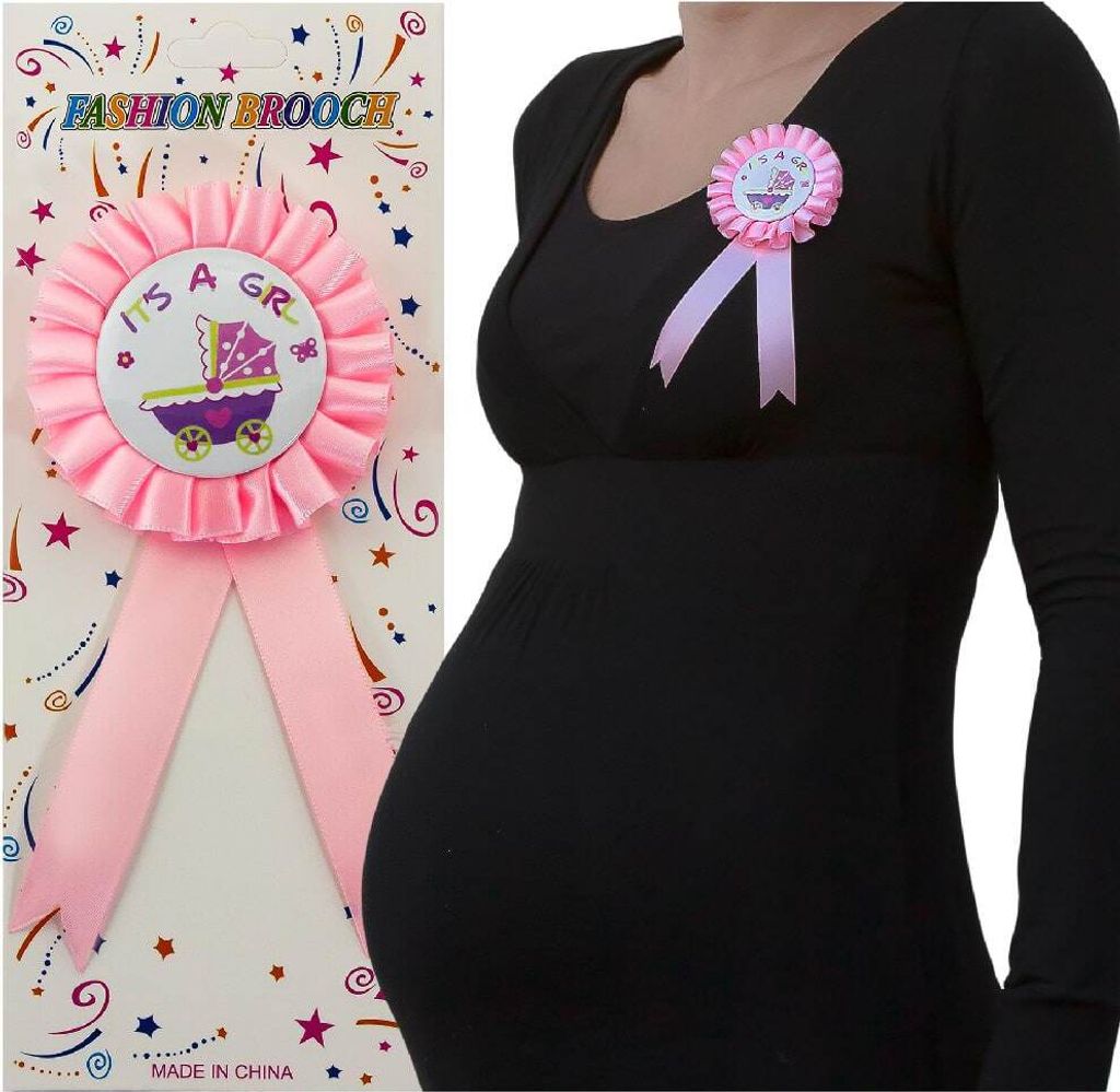 Oblique Unique Brosche Abzeichen Schwangerschaft Mama Baby Shower its a girl - rosa