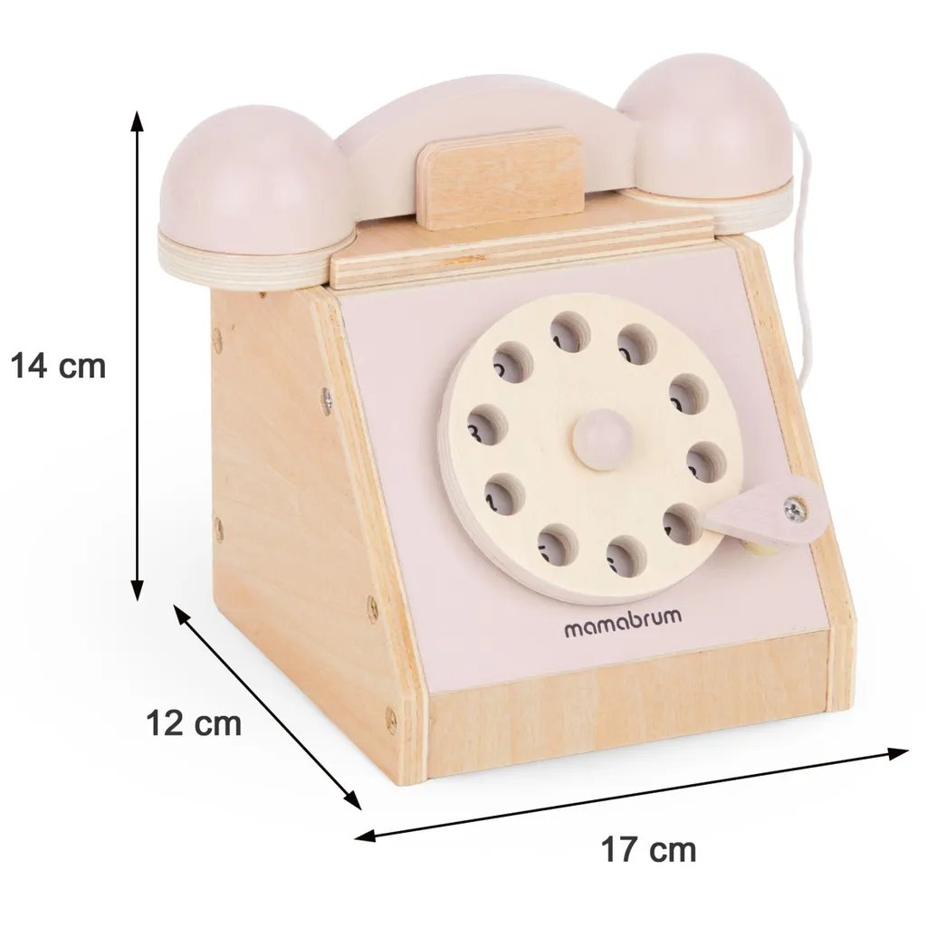Téléphone rétro bois rose pastel - Design authentique et bois véritable