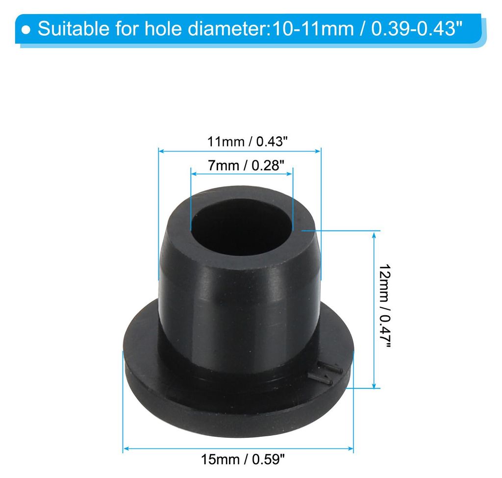 11mm Durchmesser Gummistopfen, 16 Stš¹ck Silikon Verschlussstopfen fš¹r 10-11mm Loch, Schwarz