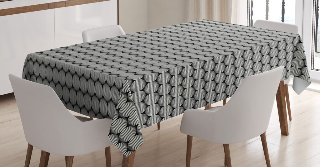 ABAKUHAUS Abstrakt Tischdecke, Ogee Rund Duo-Tone, FÃ1/4r den Inn und Outdoor Bereich geeignet Waschbar Druck Klar Kein Verblassen, 140 x 170 cm, ...