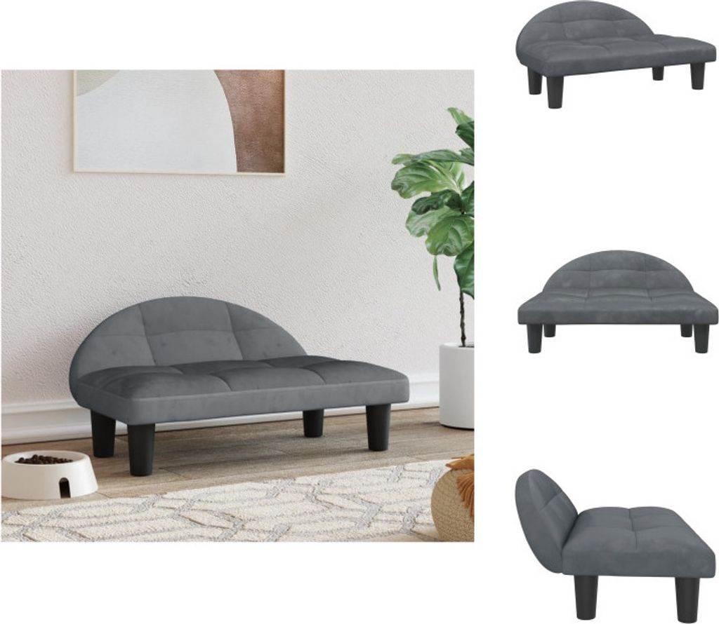 vidaXL Hundebett Dunkelgrau 70x52x30 cm Samt - Hundebetten