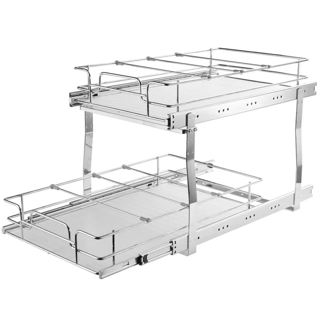 Scaffale estraibile per mobile da cucina - Portaspezie doppio per mobile lavello - 300 x 516 x 80 mm + 376 x 533 x 80 mm - Scaffale per mobile lavello Organizzatore per mobile estraibile - Scaffale base per mobile lavello - 10
