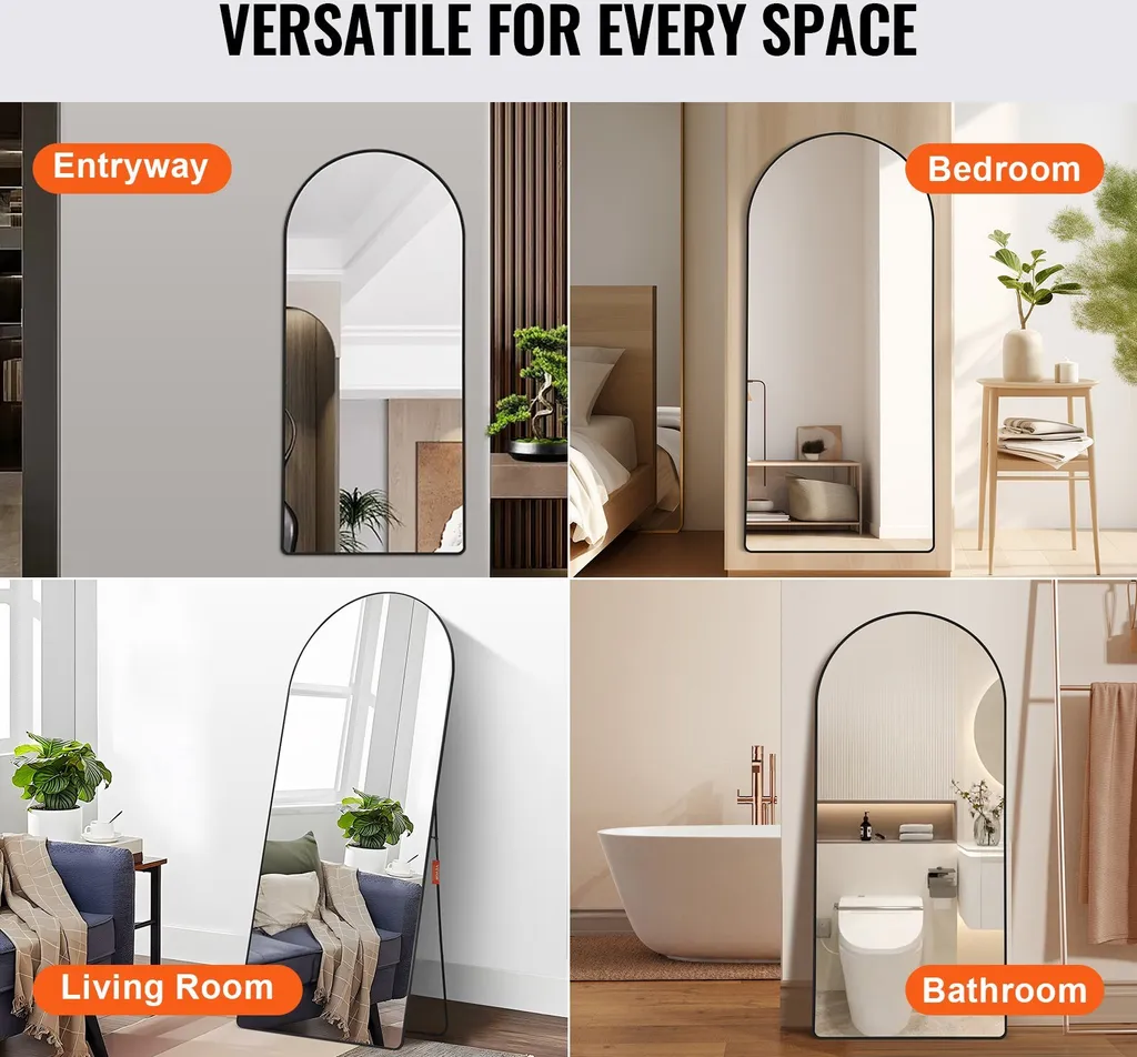 Miroir Mural Anti-Éclats 180x81cm pour Agrandir une Pièce avec Support - 6