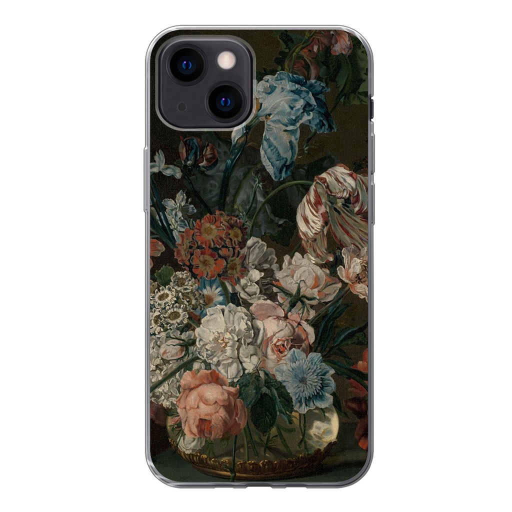 MuchoWow Handyhülle Schutzhülle Hülle für iPhone 13 mini Stilleben mit Blumen - Gemälde von Cornelia van der Mijn Silikon Softcase Handy Hü...