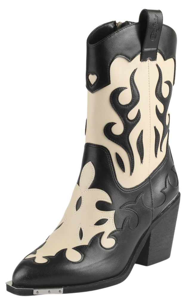 Buffalo Damen Cowboy Stiefel West Bootie Mid Cowboy 1221055 Schwarz