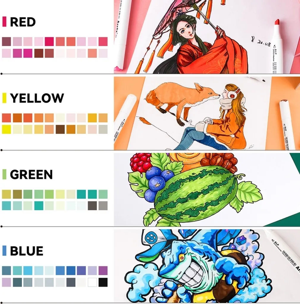 Marqueurs Arrtx 80 Couleurs Double Pointe avec Crayons Graphite S Premium - 7