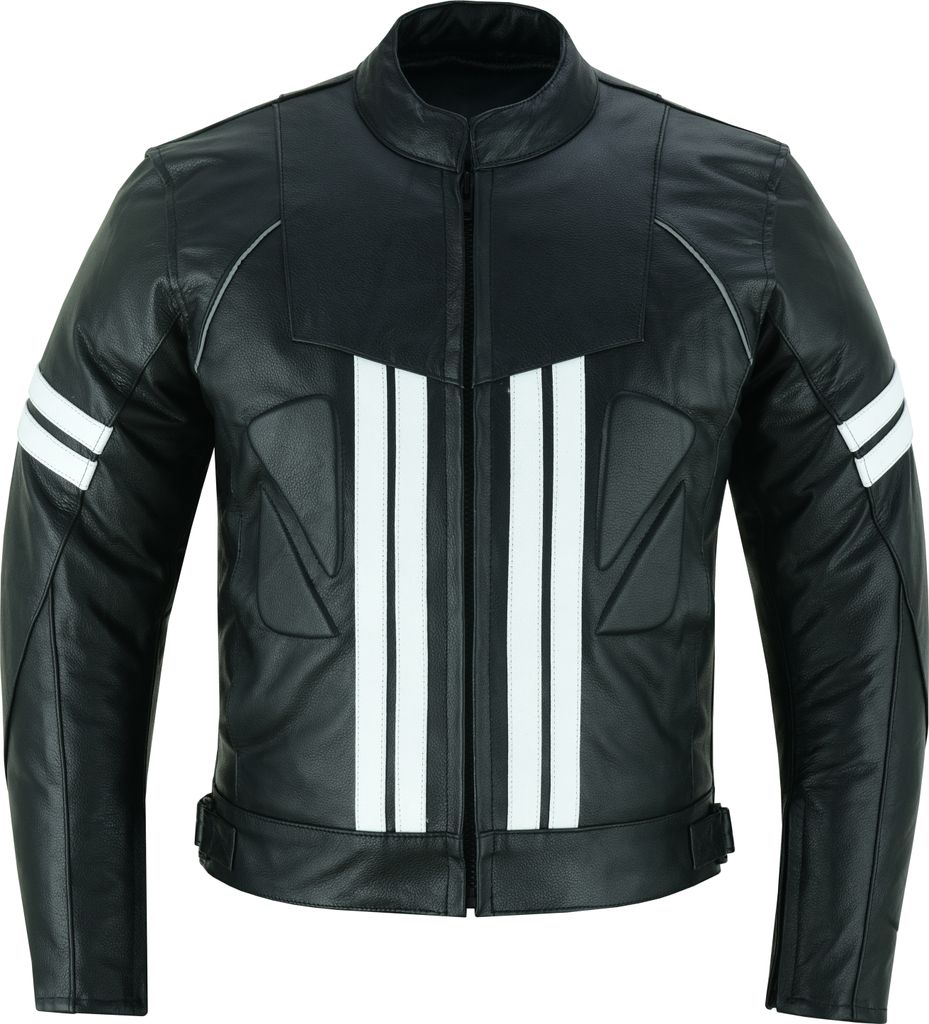 PROANTI Leder Motorradjacke Biker Jacke sportliche Motorrad Racing Lederjacke - L