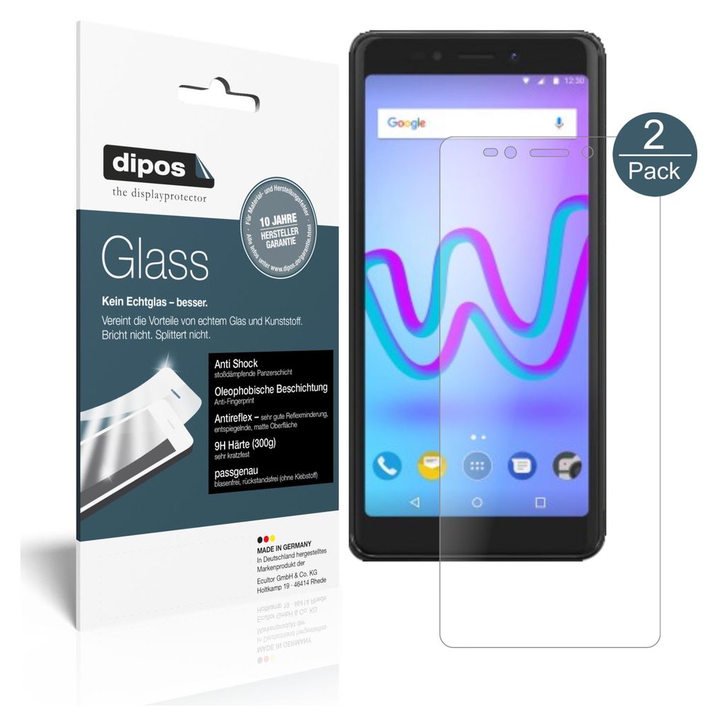 2x Schutzfolie für Wiko Jerry 3 matt - Anti-Shock 9H Folie dipos Glass