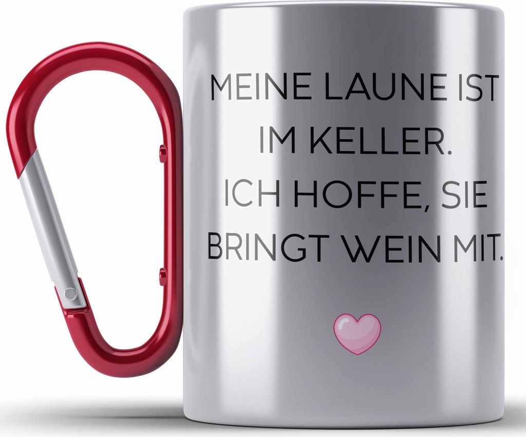 Trendation - Lustige Edelstahl Tasse Karabiner mit Spruch für Frauen Männer Arbeit Büro Lustig Edelstahl Tasse Karabinern Becher mit Sprüchen K...