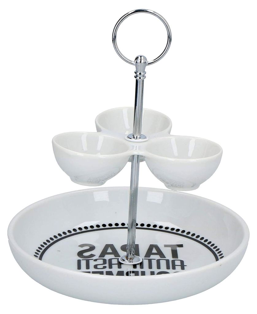 2-stöckige Etagere aus Keramik - Servierset für Vorspeisen und Snacks