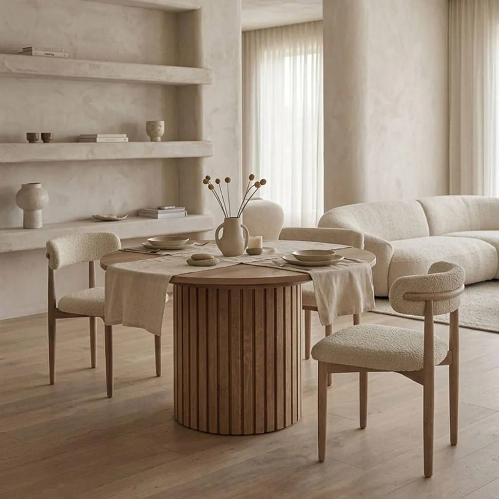 Table à Manger Ronde Extensible en Bois Sonoma avec Rallonge 160 cm