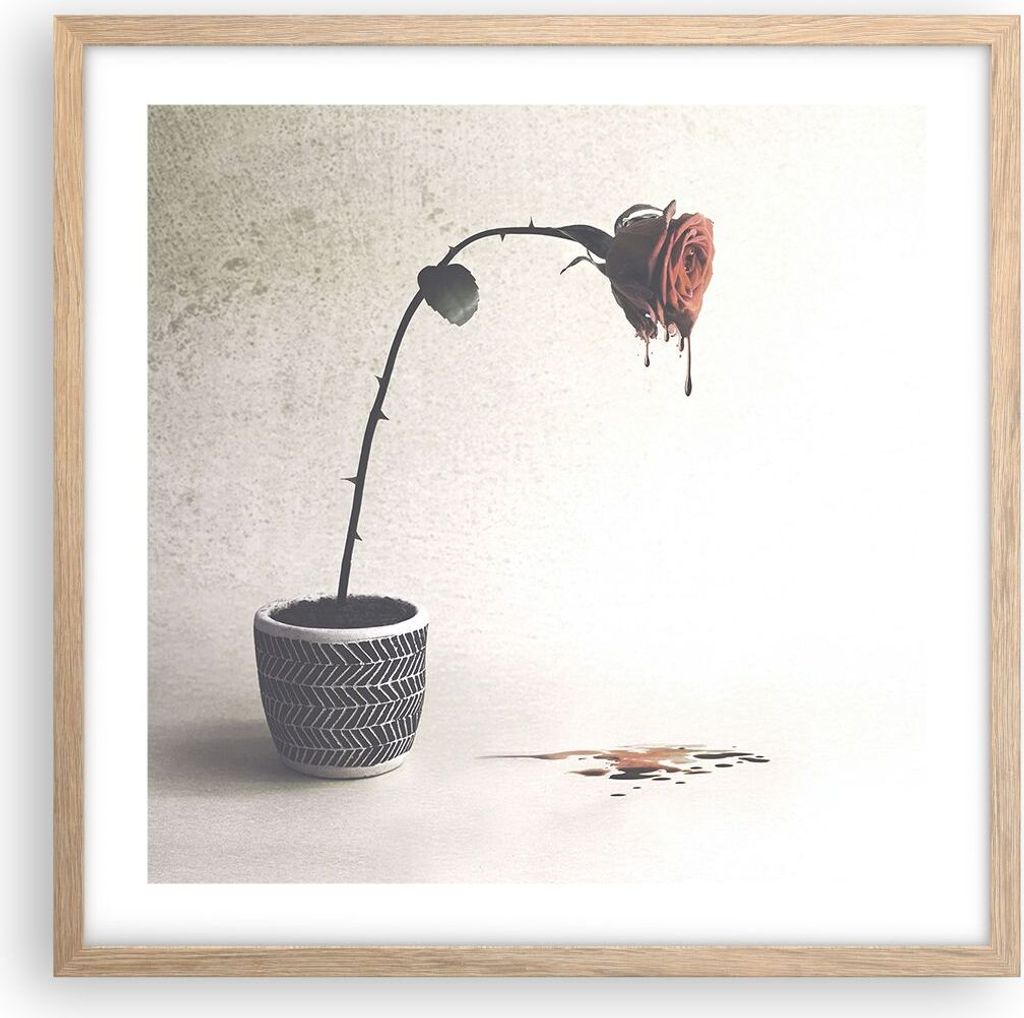 Gerahmtes Poster - Rahmen in heller Eiche - Symbol Rose Produktbild 