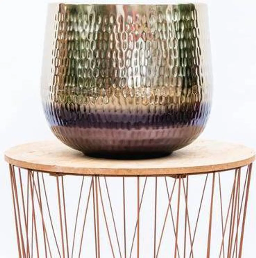 Cache-pot design doré 29x24 cm : l'élégance pour vos plantes de salon