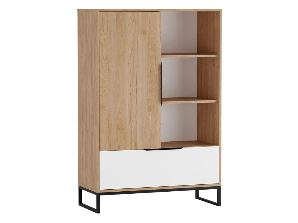 Étagère bois noyer et métal noir mat FABENS - Rangement 120cm chic