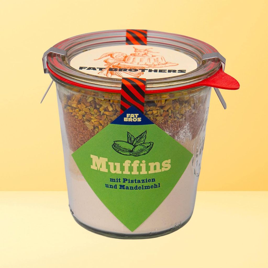 Muffins mit Mandelmehl und Pistazien Backmischung im Weck-Glas