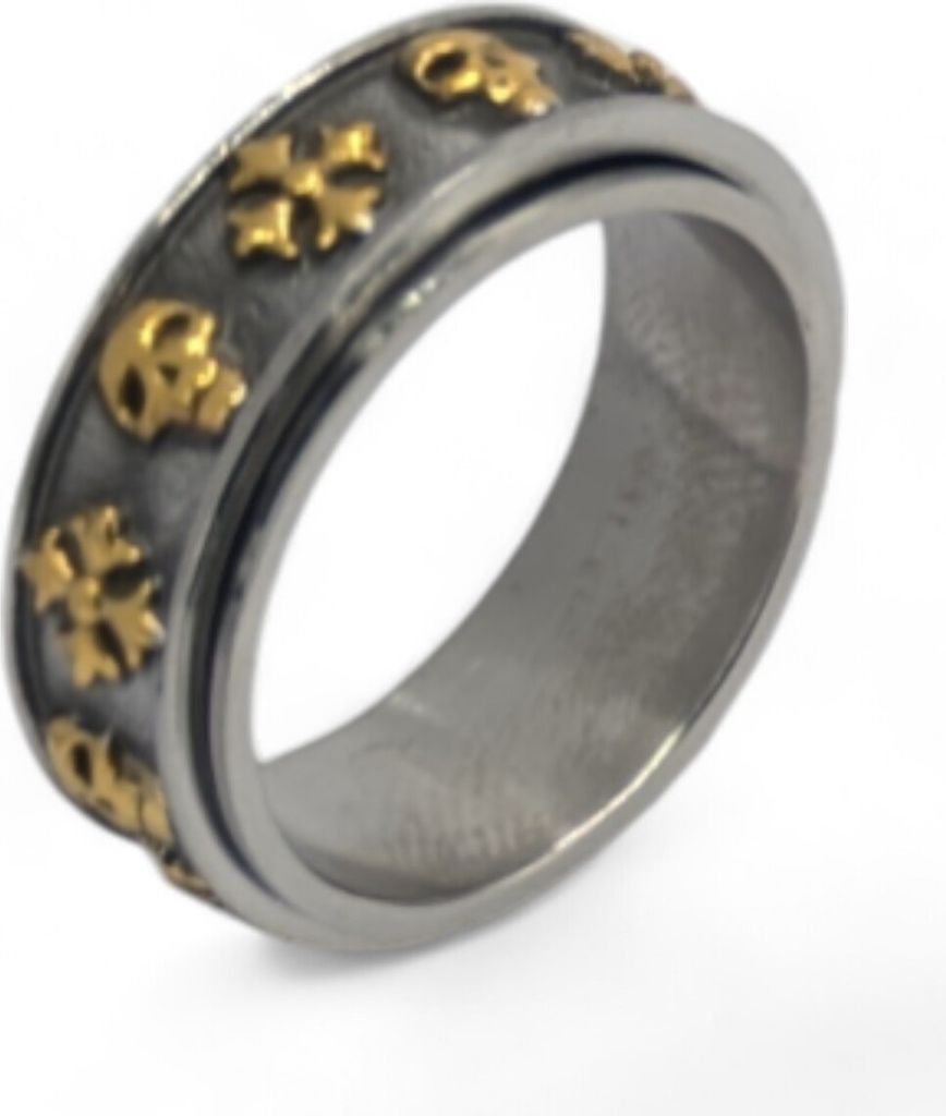 Anti Stress Anxiety Ring Gothic Totenkopf Kreuz Schmuck Gold US 8