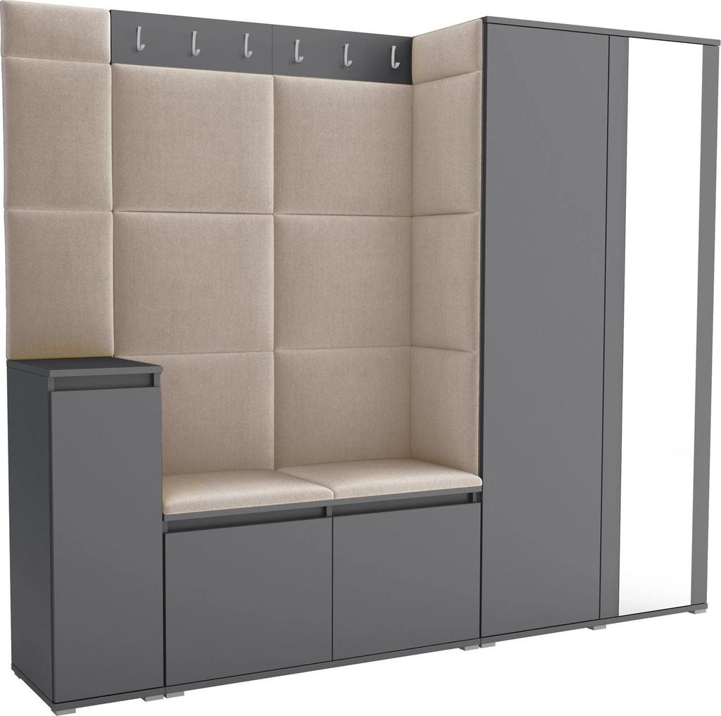 Garderobeset Noris VIII met spiegel, beklede garderobe van Productafbeelding 