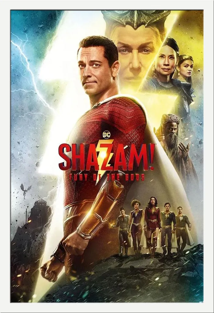 Affiche Shazam Fury Of The Gods avec Cadre MDF Blanc Shinsuke® 61x91cm
