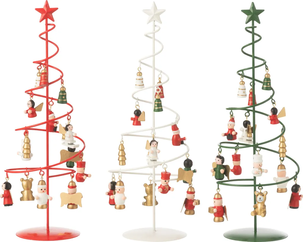 Set de 3 Sapins Spirale en Métal J-Line Figurines de Noël Assorties