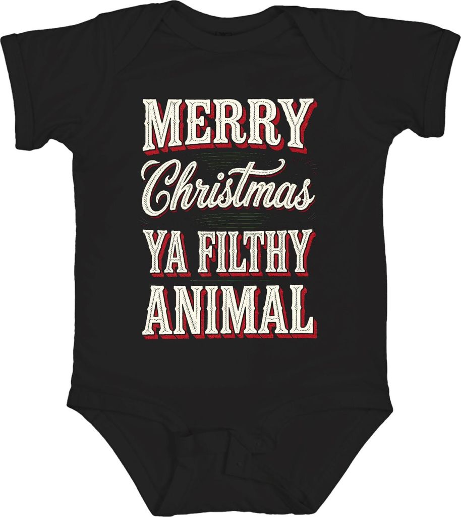 Merry Christmas filthy animal Weihnachten lustig Weihnachtsfeier Unisex Baby Body, Schwarz, 6/12