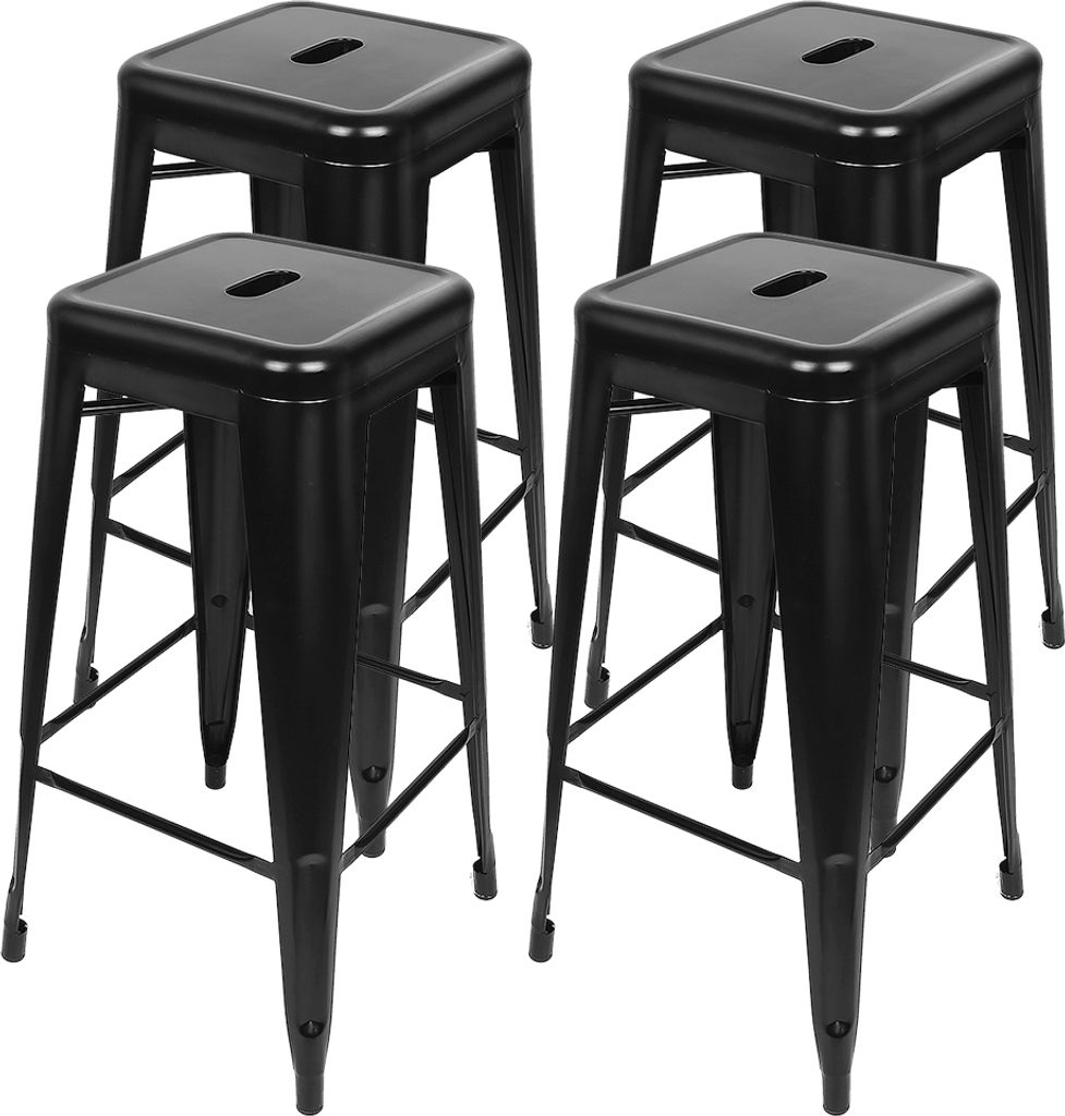 lot de 4 tabourets de bar industriels en métal Empilables Image du produit 