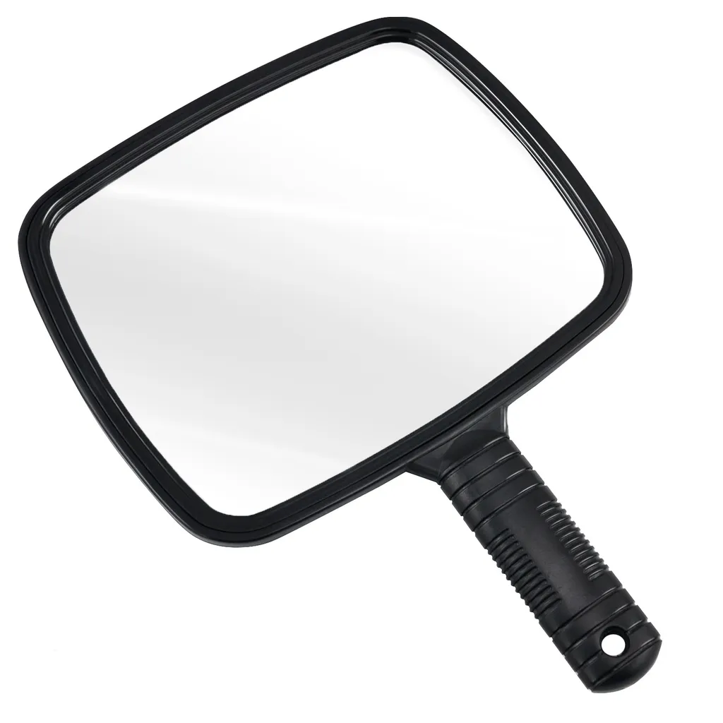 Grand miroir de barbier avec poignée ergonomique noir classique
