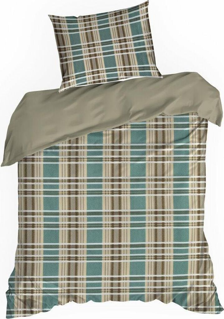 EUROFIRANY | Bettwäsche - Bettbezug Set - 140 x 200 cm - Braun-Grün - Bettgarnitur - 100% Baumwolle