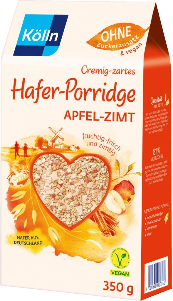Kölln Hafer-Porridge Apfel-Zimt 6x350g Sparpaket Produktbild 