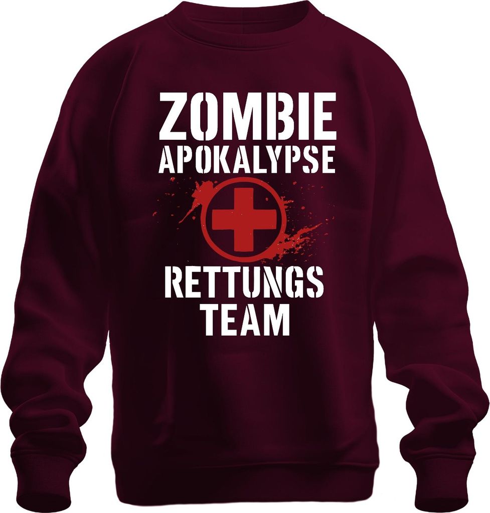 Zombie Apokalypse Rettungs Team Überlebensteam Notfall Sanitäter Uni Sweatshirt Pullover, Burgundy, XL