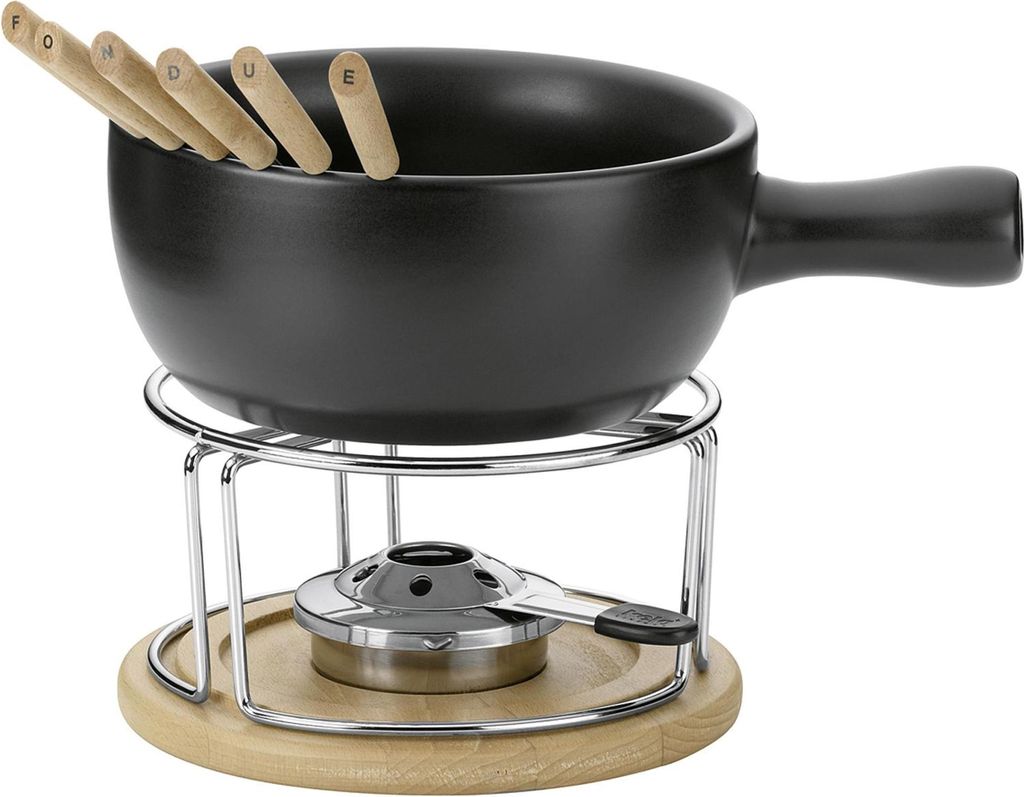 Kela Käsefondue-Set Natura Keramik schwarz 20,5cm 21,5cmØ Produktbild 