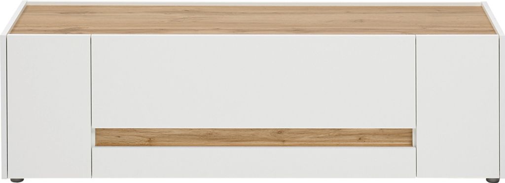 TV Lowboard Wohnbereich modern CRISP-61 in weiß mit Absetzungen in Wotan Eiche Nb., B/H/T: ca. 140/40/45 cm