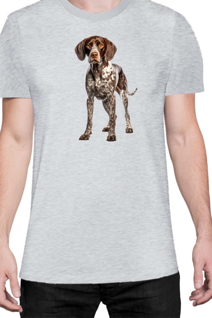 Herren T-Shirt Dogs Breeds German Shorthaired Pointer Dog Breed 006, Man L / Grau