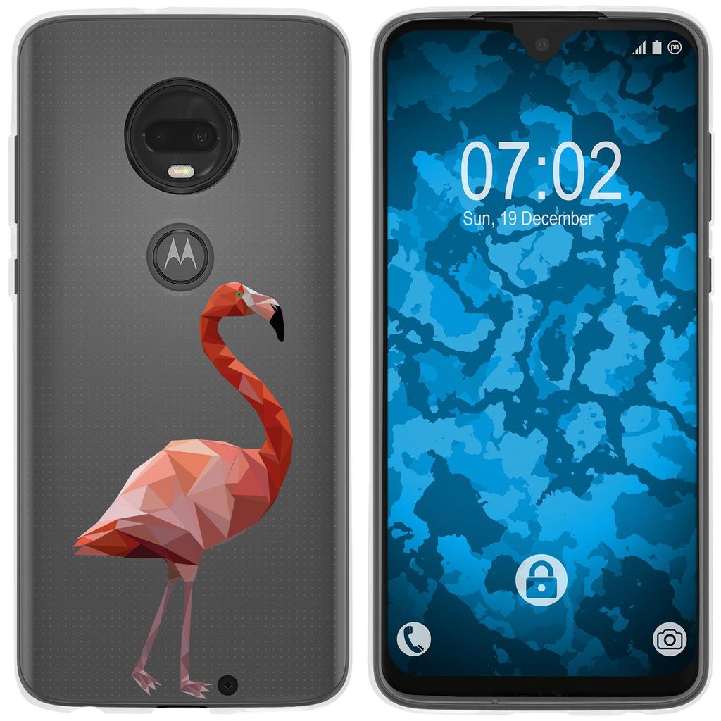 PhoneNatic Case kompatibel mit Motorola Moto G7 Plus Silikon-Hülle Vektor Tiere Flamingo M2