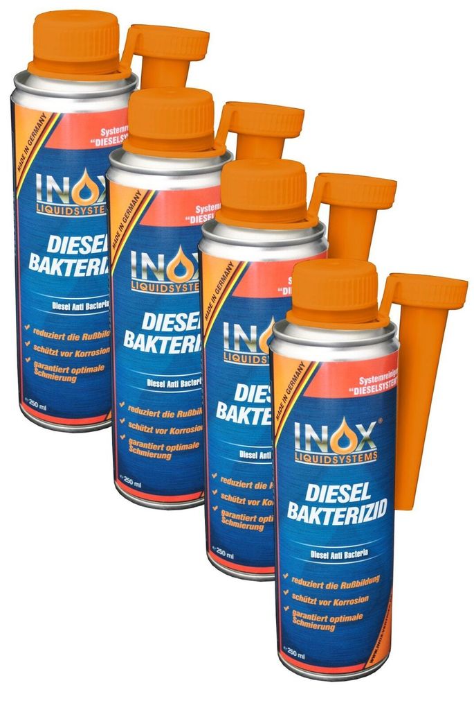 INOX Diesel Bakterizid 4x250ml Additiv für Dieselmotoren und Heizölsysteme
