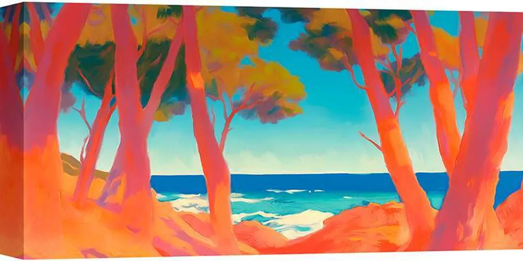 Tableau pour salon moderne - Paysage Méditerranée sur toile 140x70 cm