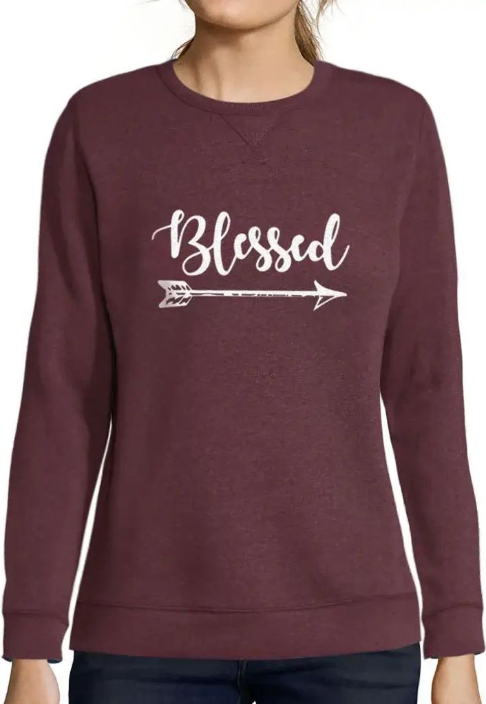 Damen Grafik Sweatshirt mit Aufdruck Gesegnetes und dankbares Erntedankfest – Blessed Thankful Thanksgiving – Öko-Verantwortlich Vintage Jahrgang