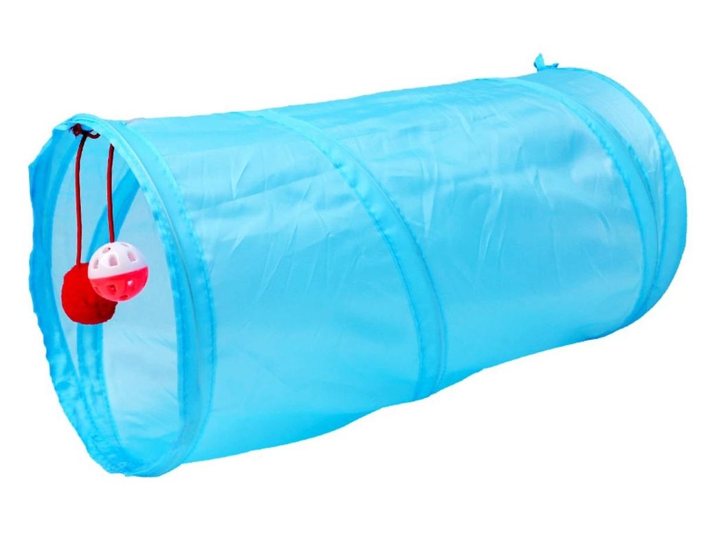 Tunnel di gioco in tessuto per gatti - 50 cm blu Immagine del prodotto 