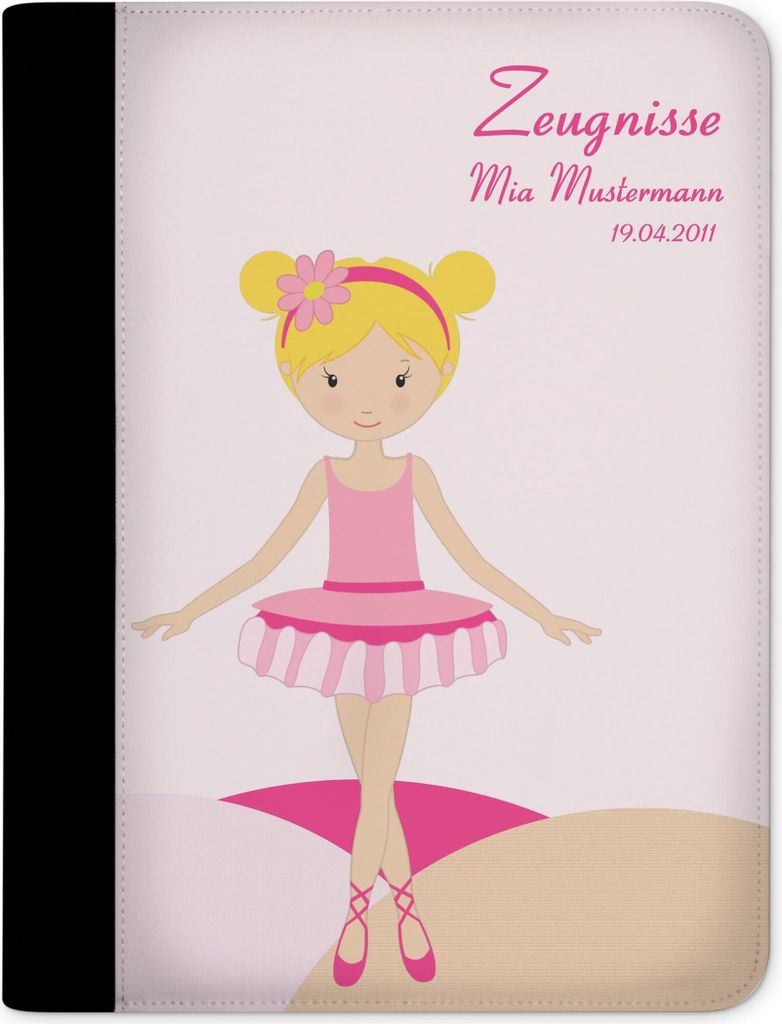 Zeugnismappe, Dokumentenmappe, Ordner A4, Balerina mit Klarsichthüllen