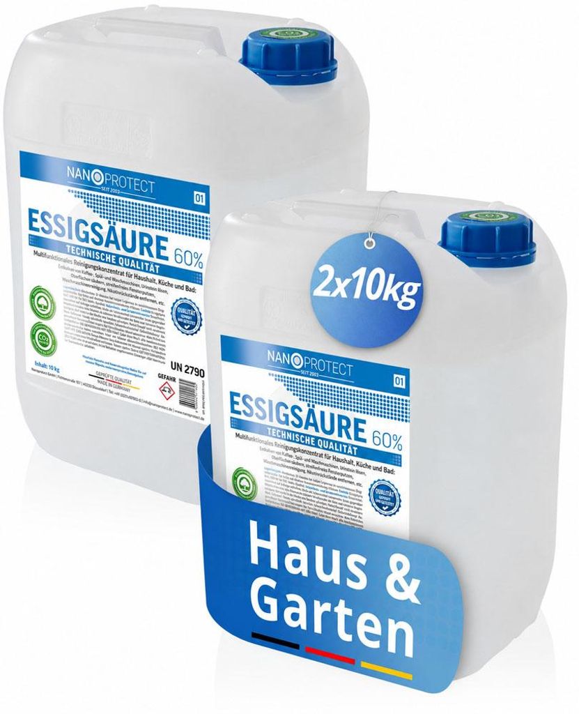 Nanoprotect Essigsäure 60% | 2 x 10 kg | Klimaneutral | Produktbild 