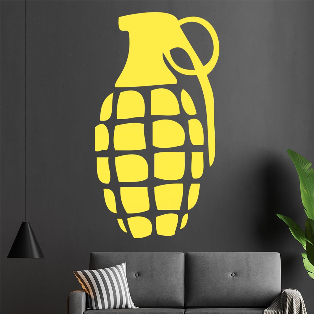 Handgranate Granate Wandtattoo in 6 Größen - Wandaufkleber Wall Sticker - Dekoration, Küche, Wohnzimmer, Schlafzimmer, Badezimmer
