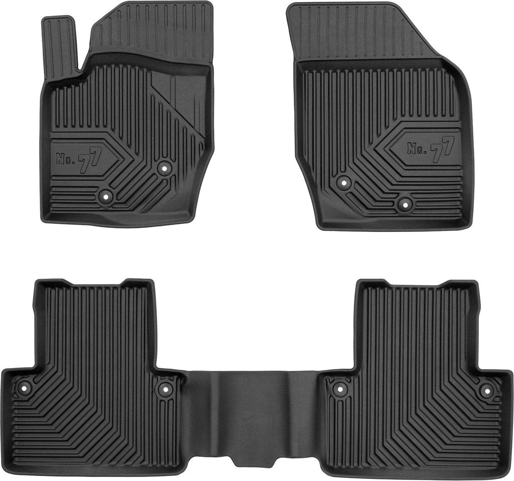 Fußmatten Gummimatten No.77 für Volvo XC90 I 2002-2014 TPE Gummi Schwarz 3 tlg
