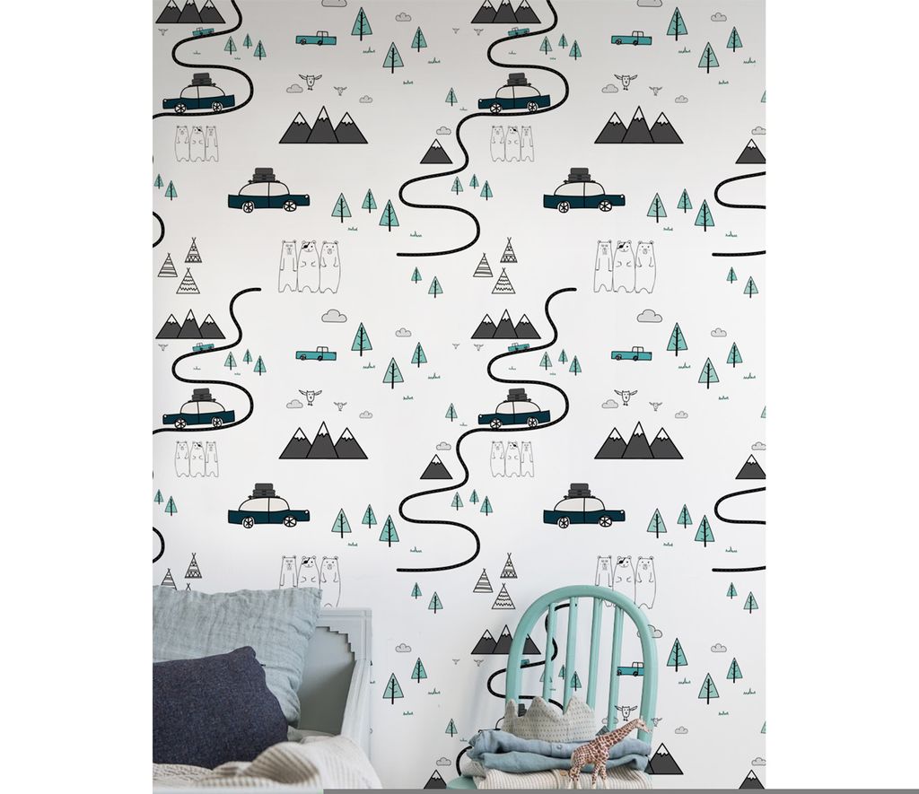 Coloray Fototapete 250x250 cm An Einer Wand Latex Latextapete - Abenteuerzeitwagen Waldgebirge Bären