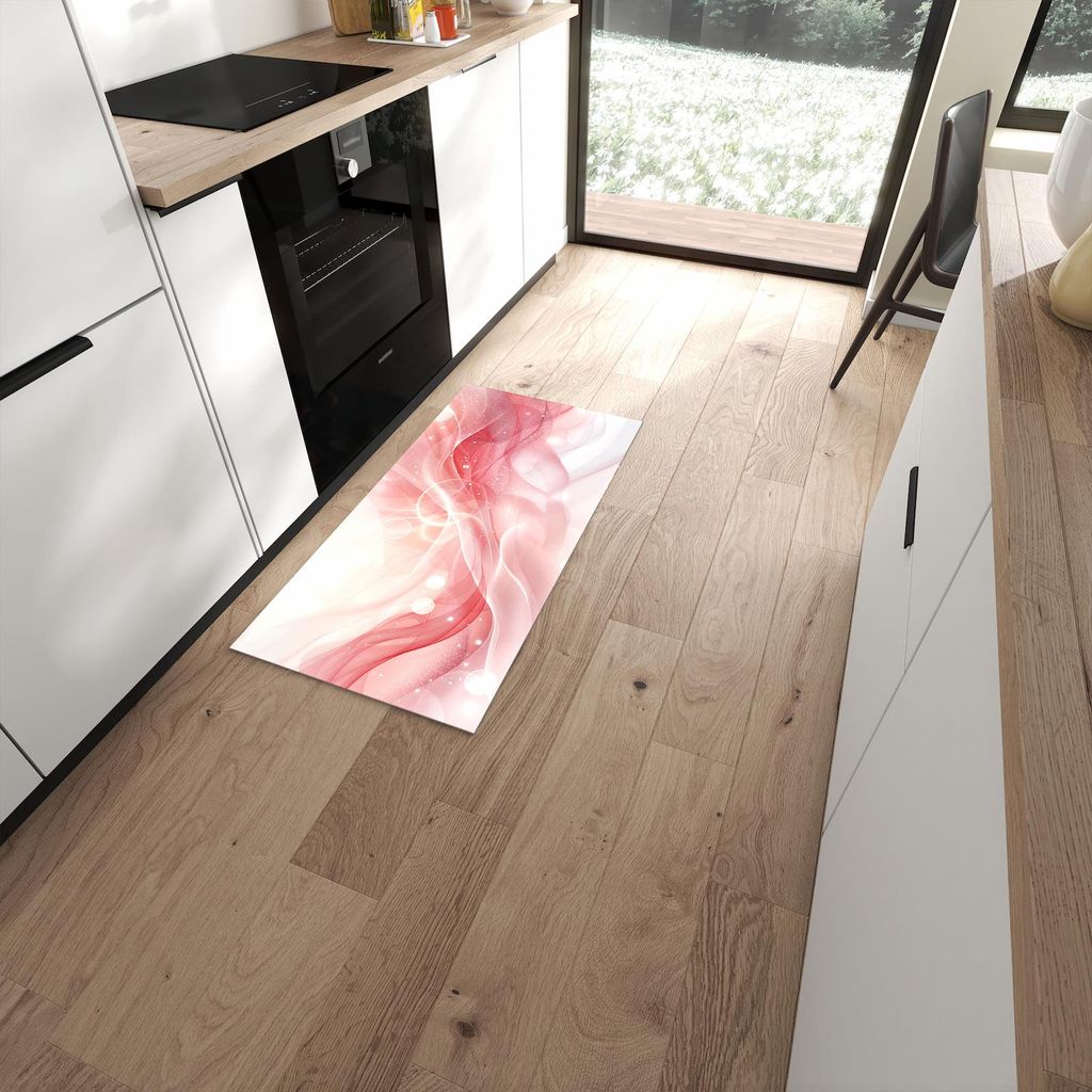 Küchenteppich 60x120cm rutschfest & abwischbar PVC Läufer - Wellen von Abstrakte