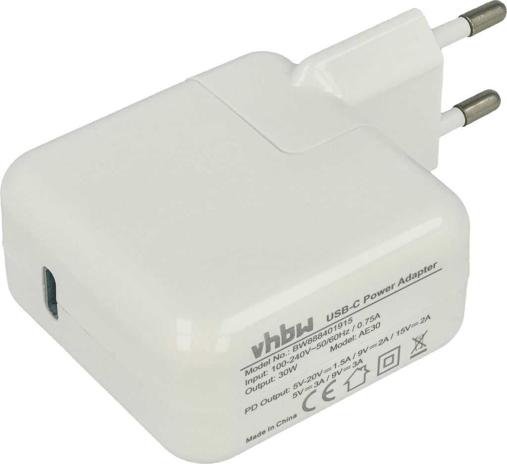 vhbw Netzteil / Ladegerät kompatibel mit Apple iPad Pro, mini, 2020, 2019, 2018, 2017 Elektrogeräte - USB-C Netzadapter 5 - 20V