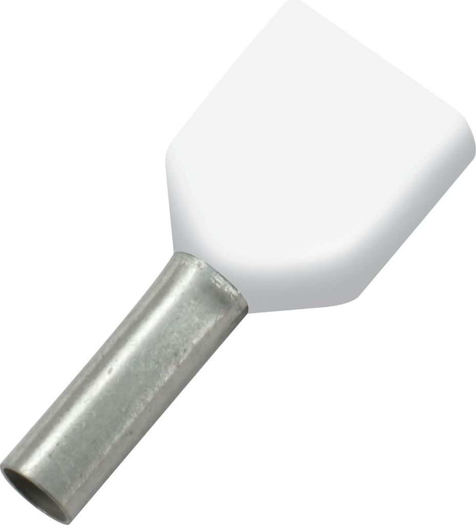 Zwillings Aderendhülsen 0,5x8/15 mit Kragen - Zwillingsaderendhülsen, ideal für zwei Kabel in einer Aderendhülse, weiß
