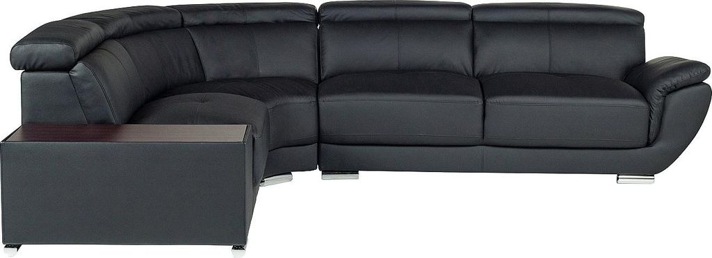 NAHIA Leder-Ecksofa - Schwarz - Linkes Ecksofa