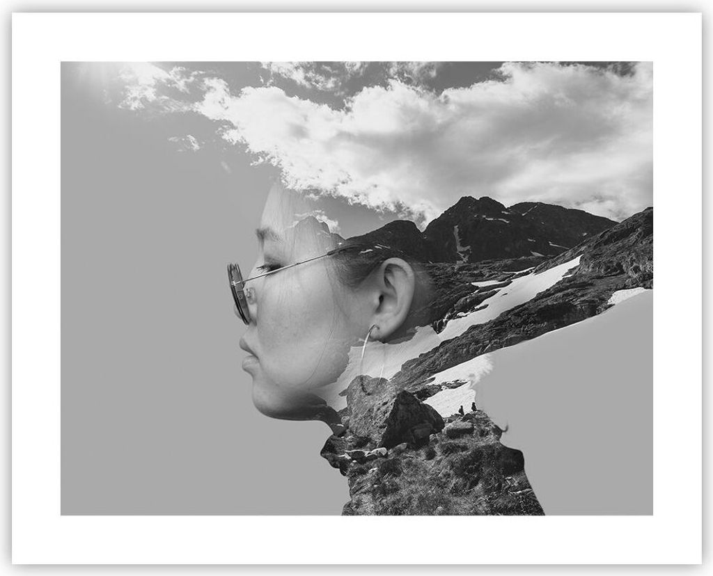 Poster - Poster ohne Rahmen - Frau modern schwarz und weiß - 50x40 cm - Wand Bild - Wanddeko - Wandbilder - Kunstposter - Wandposter - Bilder - Ku...