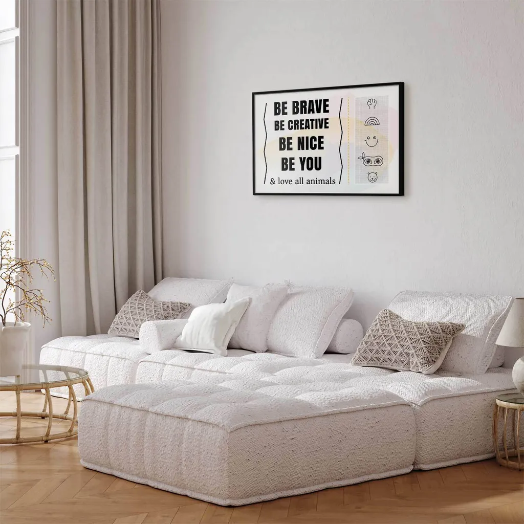 Quadro Be Yourself 90x60 Nero e Bianco | Cornice Black Senza Bordi - 2